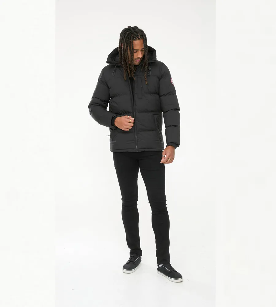 Mens Quilted Puffer Jacket with Micro Fleece Lining and Hood