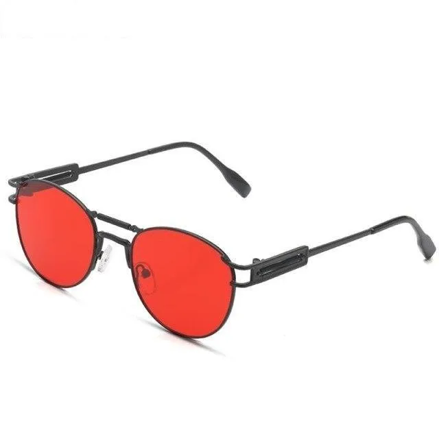 Men's Steampunk Style Round Alloy Sunglasses with Bag