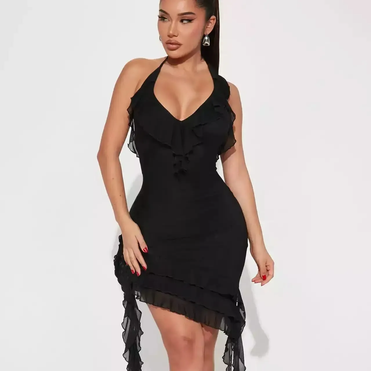 Mesh Ruffles Dress