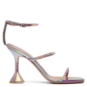 Metallic Leather Embellished Amina Muaddi Gilda Sandals