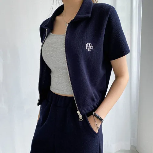 Street Style Logo Cardigans with Short Sleeves