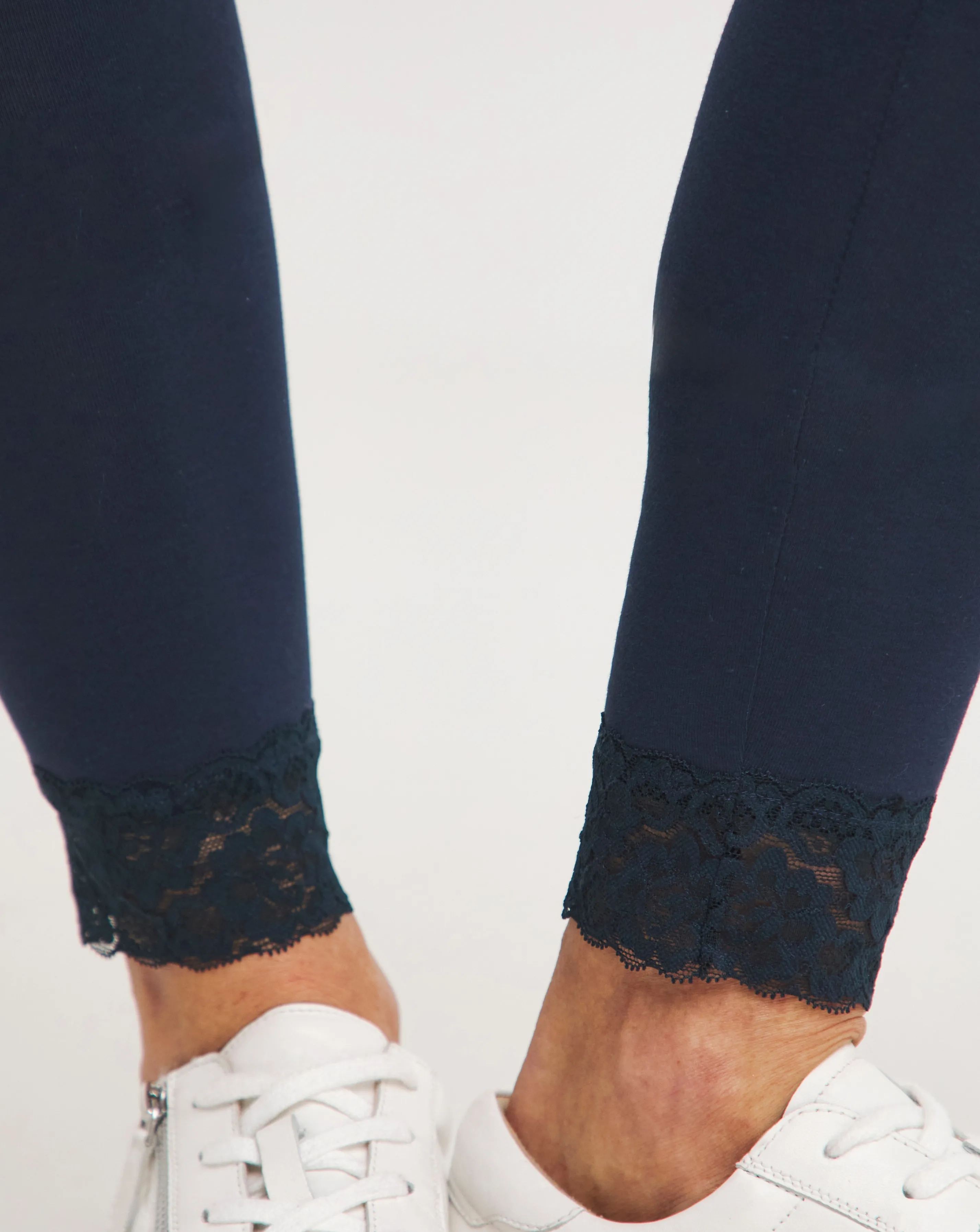 Navy Blue Leggings with Lace Detail