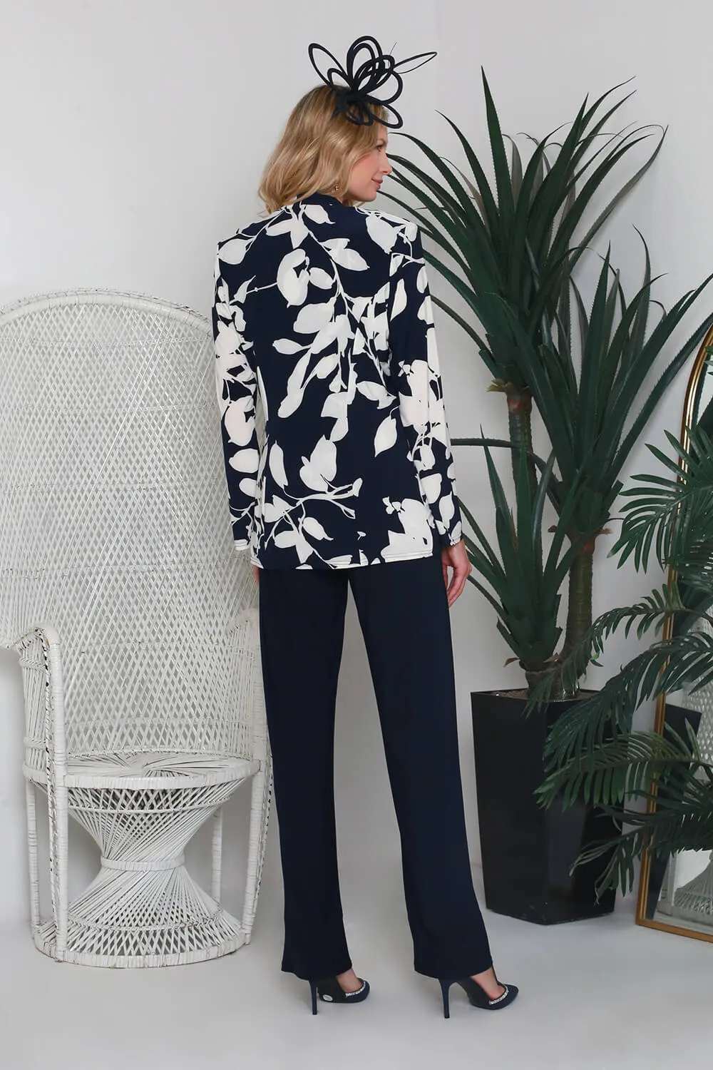 Navy Floral Print Jersey Jacket