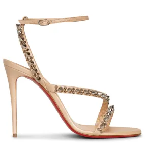 Nude Shimmer Sandals by Christian Louboutin Mafaldina Spikes 100