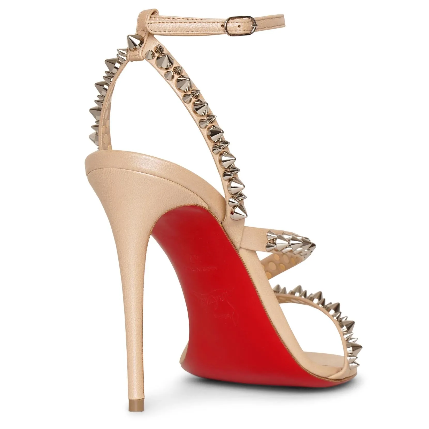 Nude Shimmer Sandals by Christian Louboutin Mafaldina Spikes 100