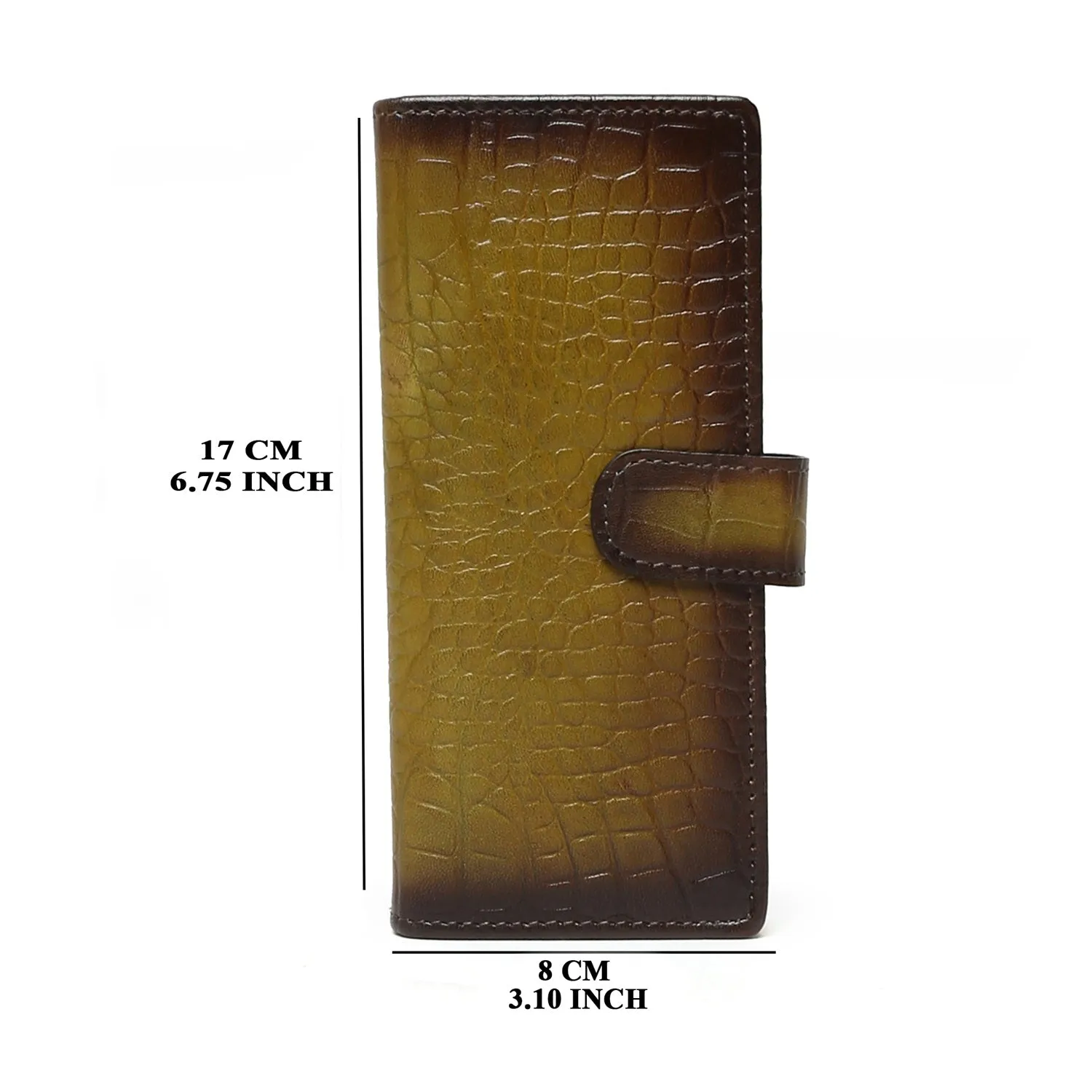 Olive Croco Print Leather Long Wallet