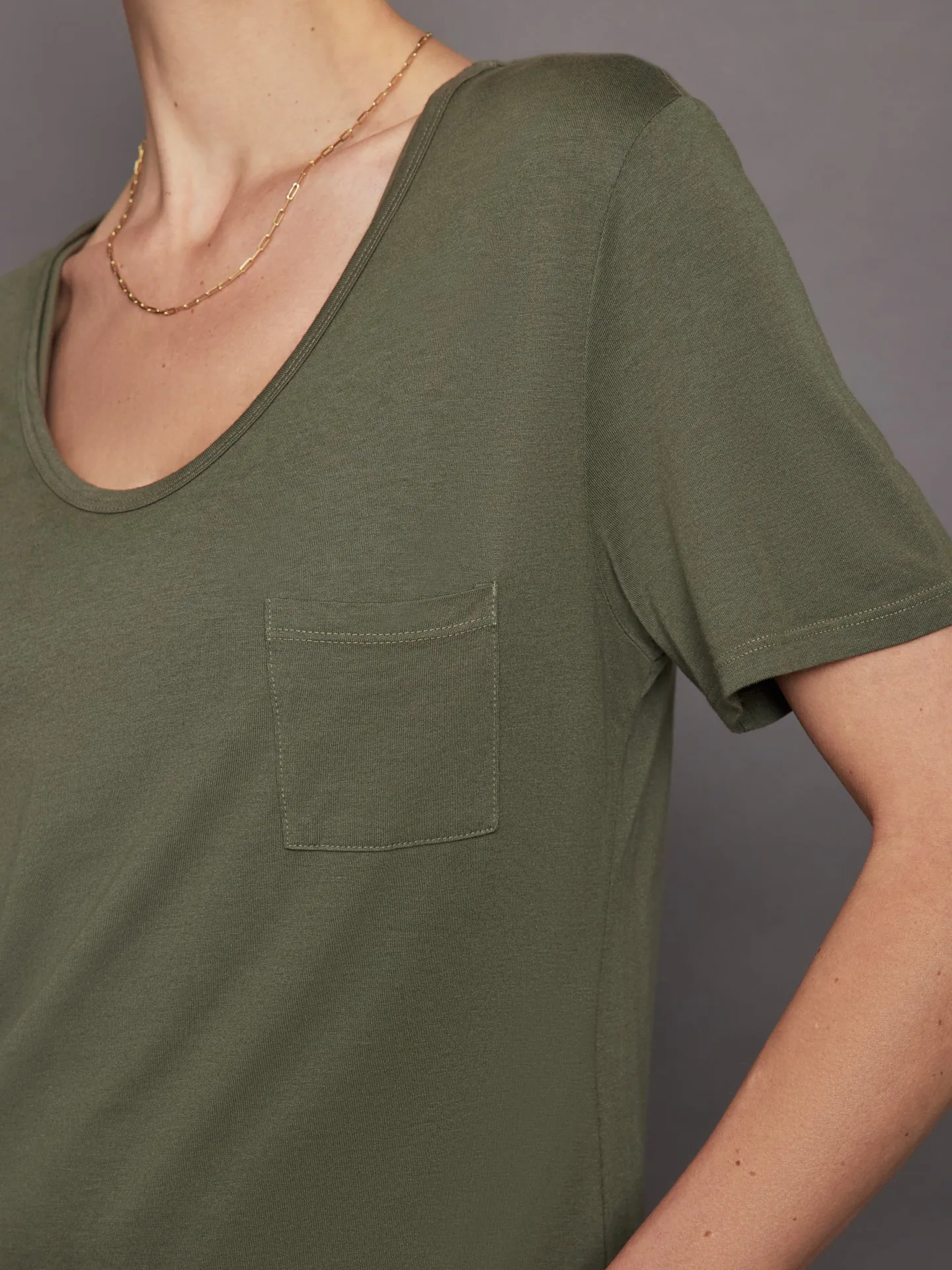 Olive Short Sleeve Tee with Pocket