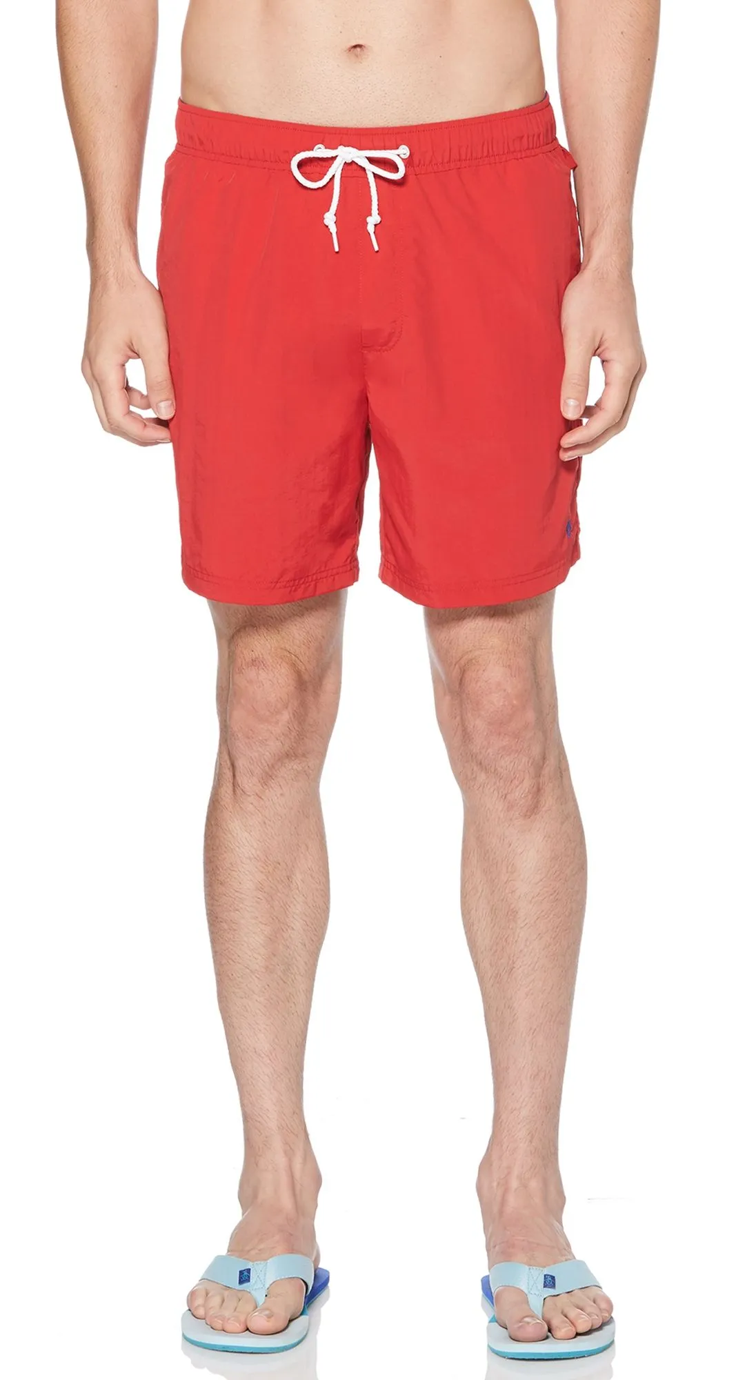 Men's Quick Dry Swim Shorts in Lipstick Red by Original Penguin