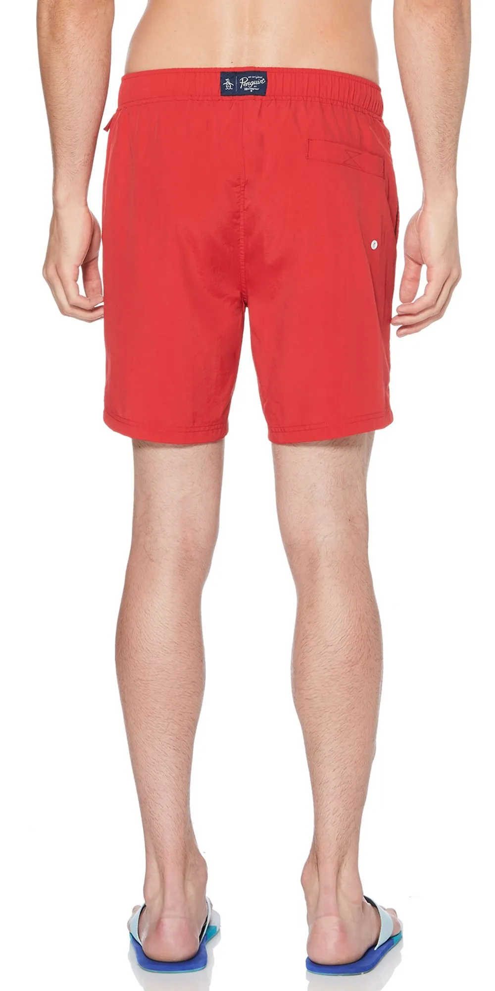 Men's Quick Dry Swim Shorts in Lipstick Red by Original Penguin