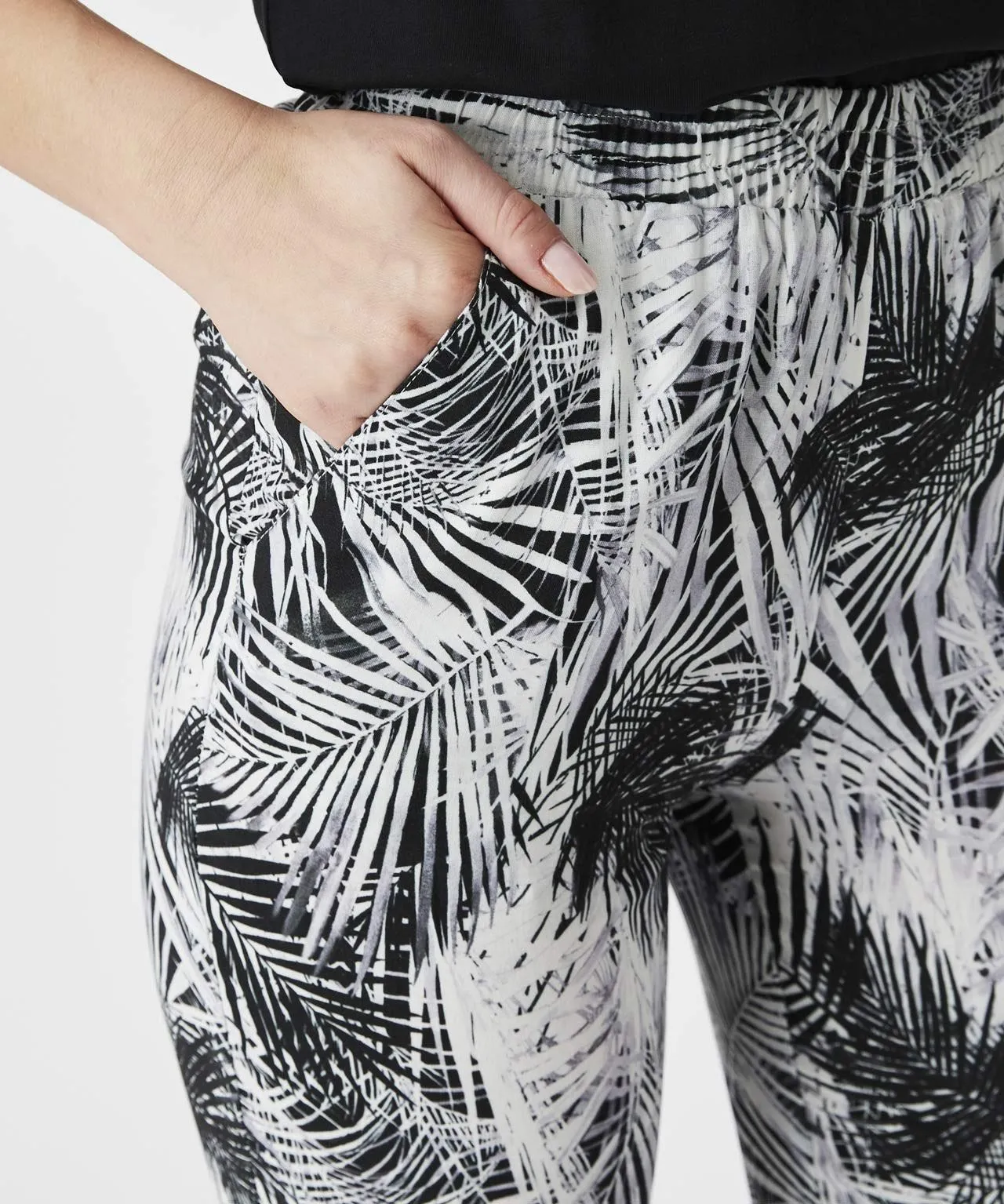 Trendy Palm Print Straight Leg Trousers