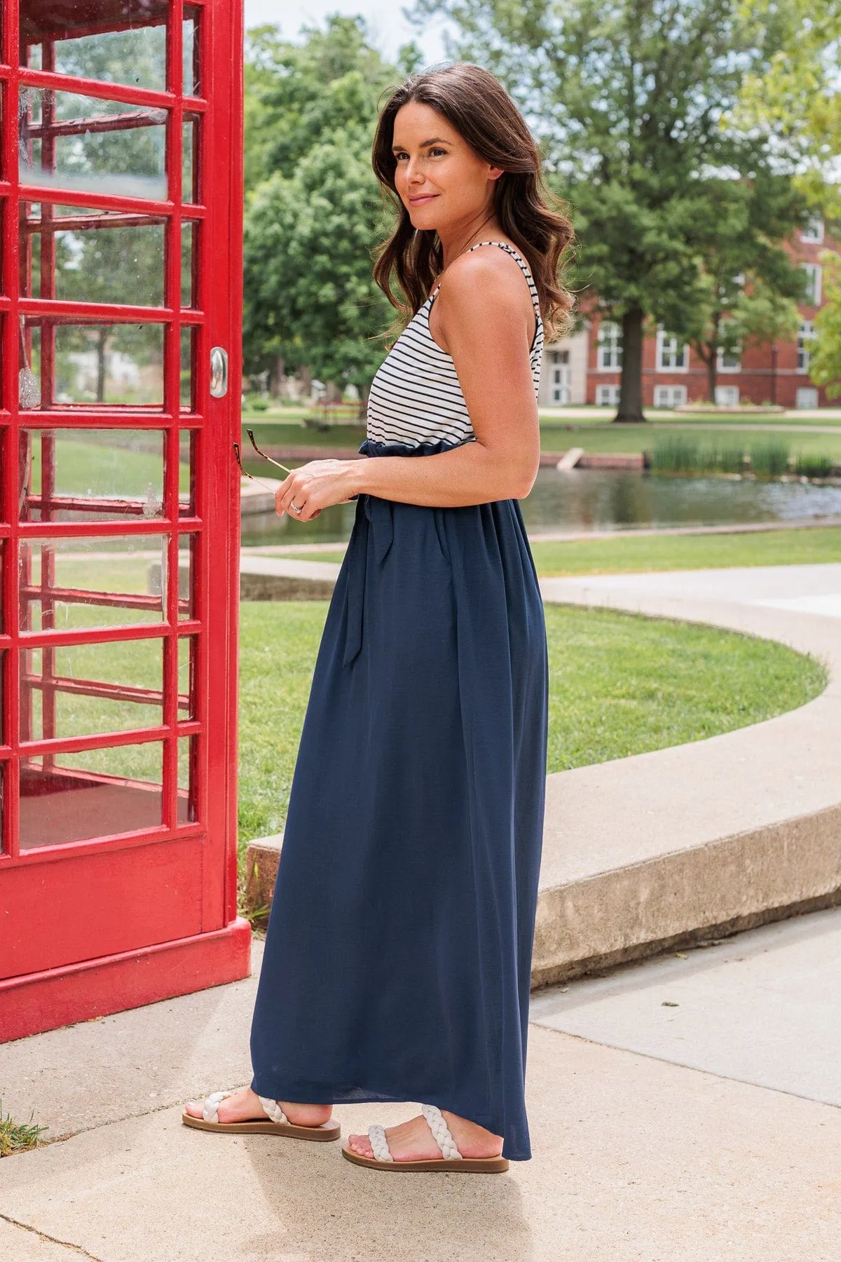 Striped Maxi Dress Navy Peace For Everyone