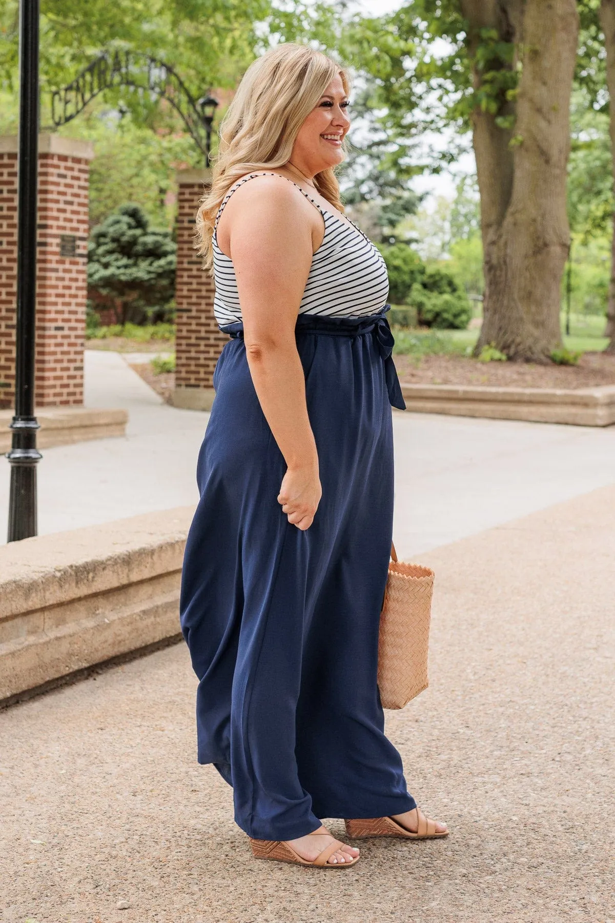 Striped Maxi Dress Navy Peace For Everyone