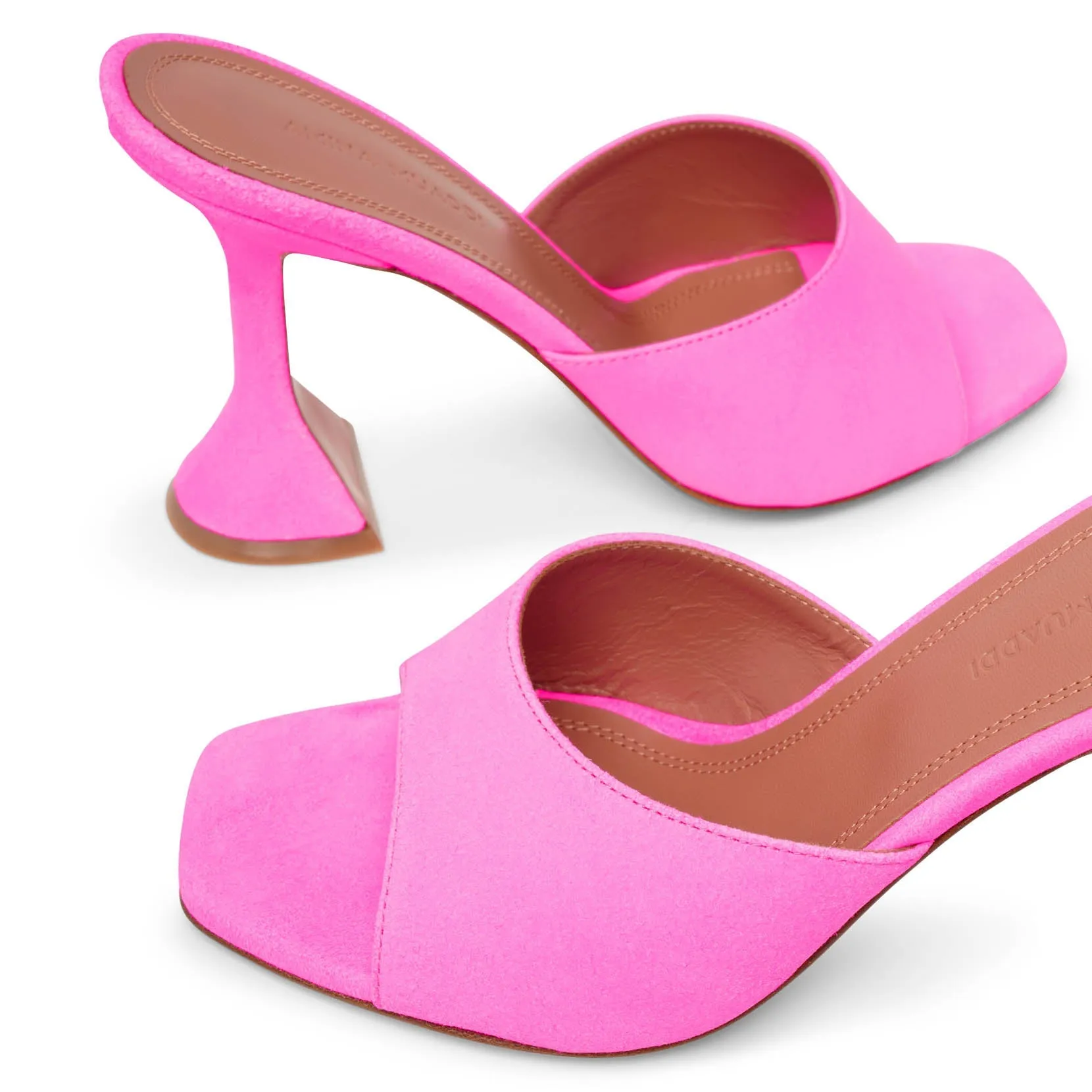 Pink Suede Amina Muaddi Lupita 95 Mule Sandals