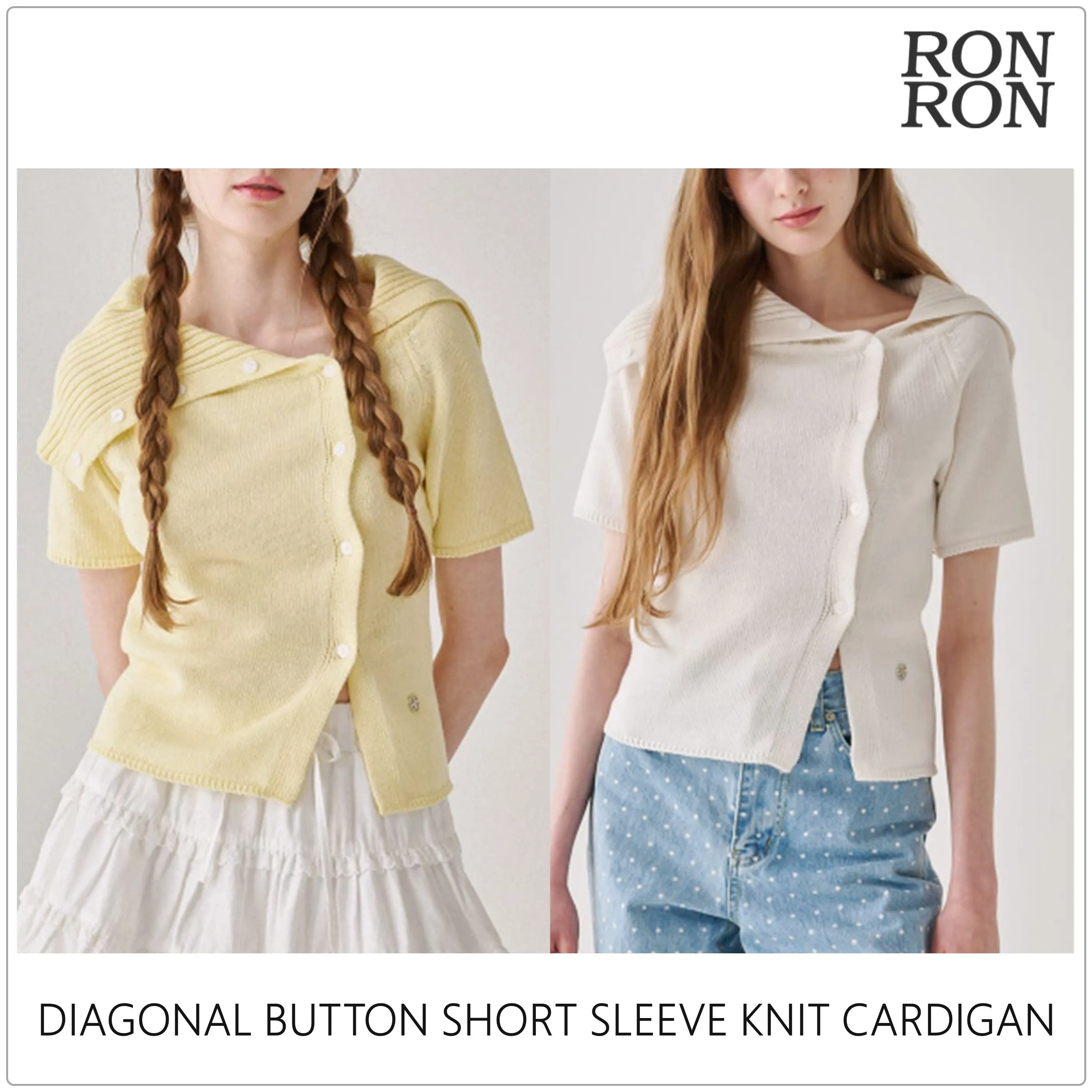 Plain Cotton Short Sleeves Logo Cardigans | RONRON