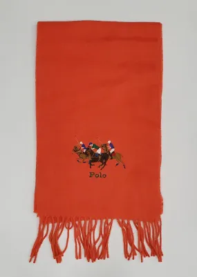 Polo Ralph Lauren orange scarf with triple pony design