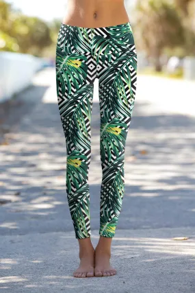 Printed Performance Yoga Leggings for Women - Palm Beach Lucy.