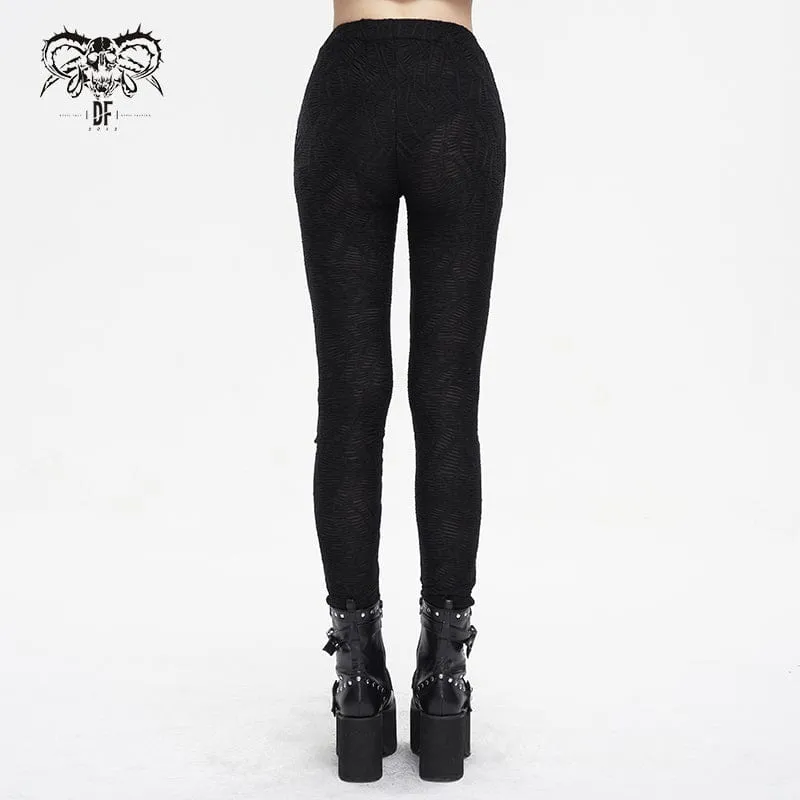 Punk Mesh Strappy Leggings Women's Ruched Splice.