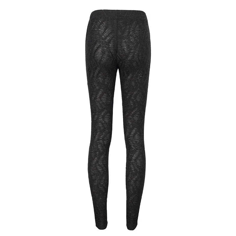 Punk Mesh Strappy Leggings Women's Ruched Splice.