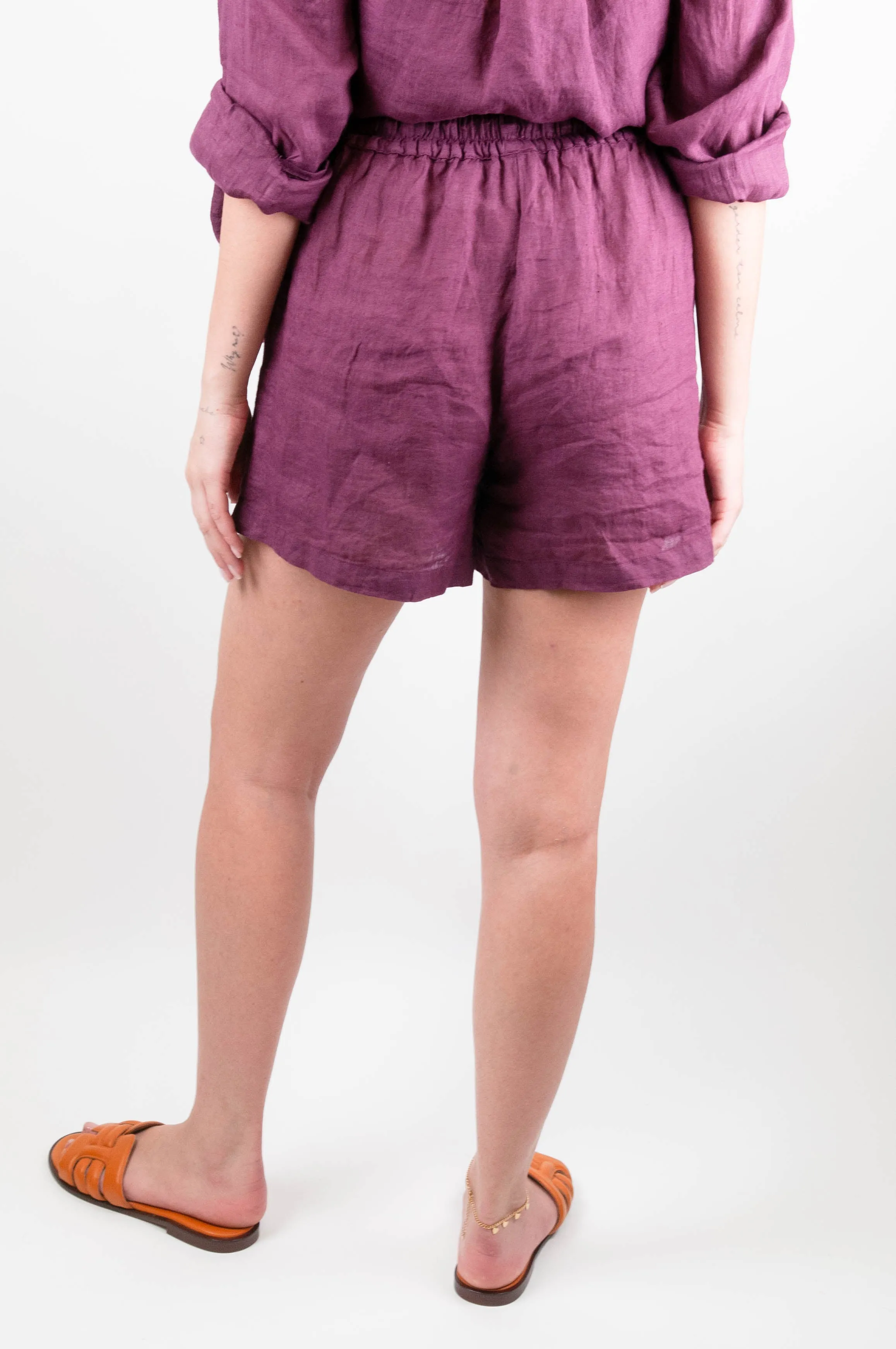 Pure Linen Shorts with Drawstring One Size