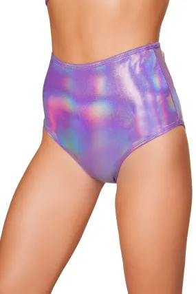 Rave Outfits Holographic Purple High-Waisted Shorts