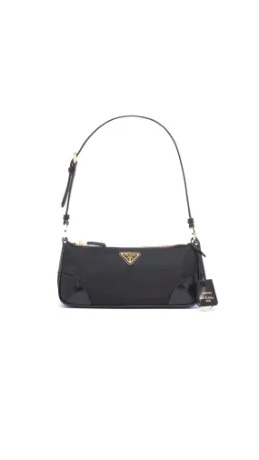 Black Re-Edition 2002 Re-Nylon and Brushed Leather Shoulder Bag