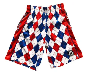 Red, White and Blue Boys' Argyle Attack Shorts