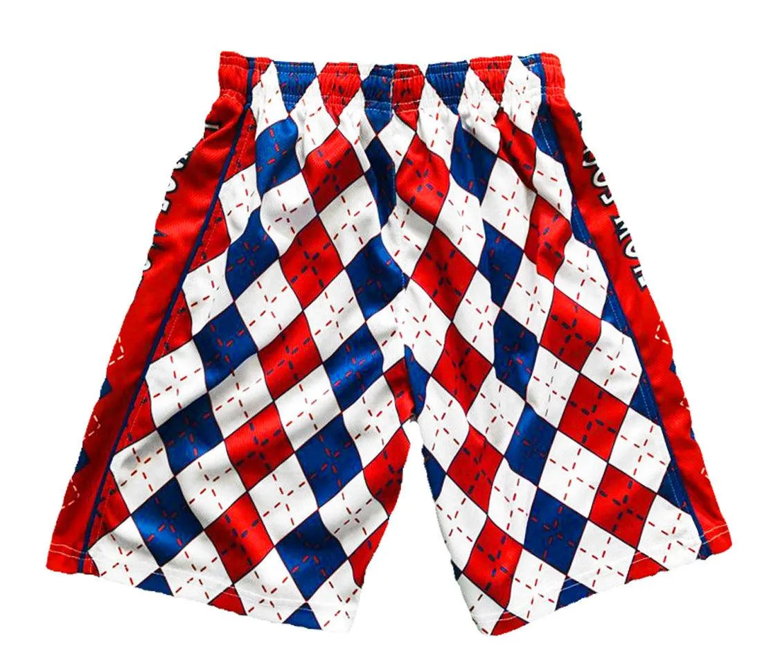 Red, White and Blue Boys' Argyle Attack Shorts