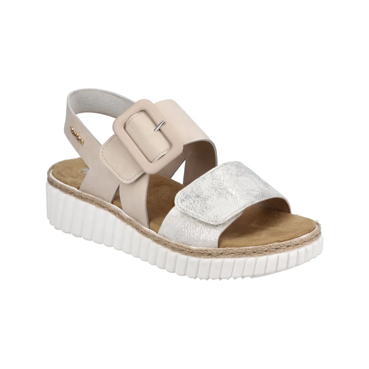 Rieker Beige Gold Wide Strap Velcro Sandal - Style 69260