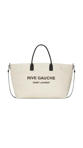 Grege Et Noir Rive Gauche Maxi Shopping Bag Printed Canvas Smooth Leather