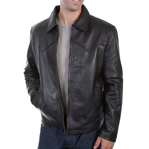 Scully Men's Western Yoke Concealed Carry Leather Jacket-Black