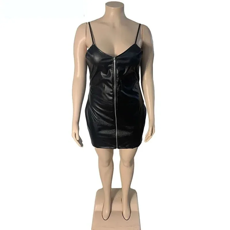 Women's Zipper Up V Neck Party Bodycon Mid-Calf Dress