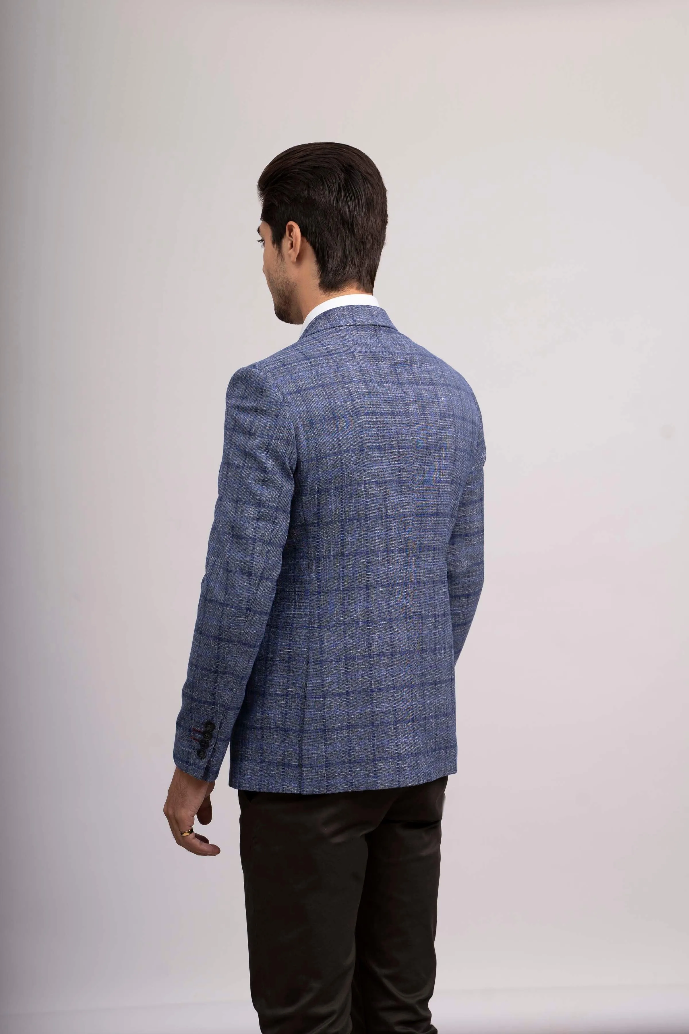 Slim Fit Blue Casual Coat