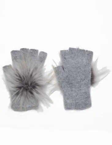 Soft Fingerless Angora Knit Gloves