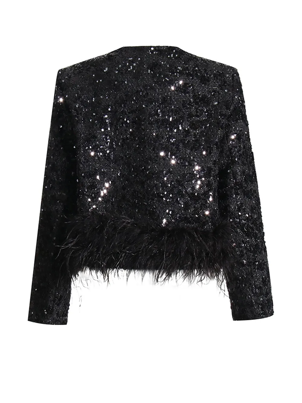 Sparkling Sequins and Feather Jacket by RELLE