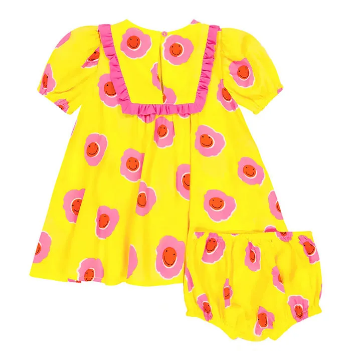 Stella McCartney Yellow Baby Dress With Flower Print All Over