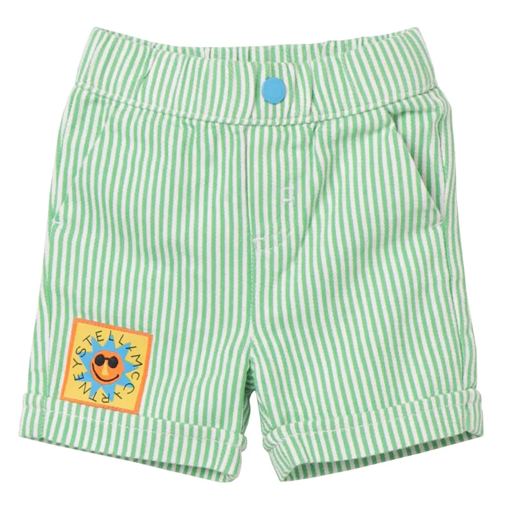 Green Striped Shorts With Sun Badge from Stella McCartney Baby