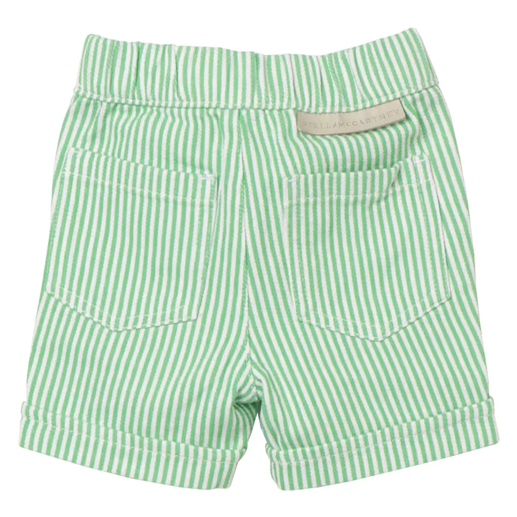 Green Striped Shorts With Sun Badge from Stella McCartney Baby