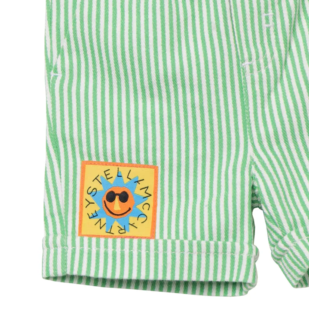 Green Striped Shorts With Sun Badge from Stella McCartney Baby