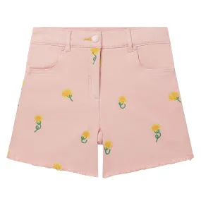 Pink Shorts With Embroidered Sunflowers from Stella McCartney Child