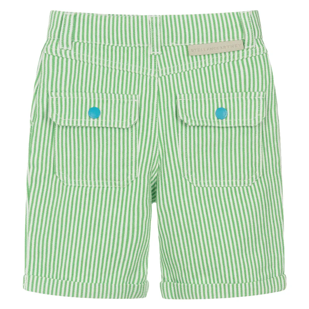 Green Striped Child Shorts With Sun Badge from Stella McCartney Child