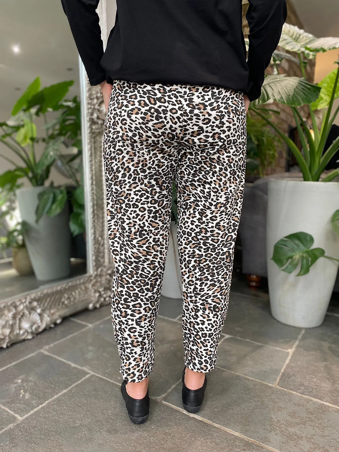 Stone Leopard Print Joggers