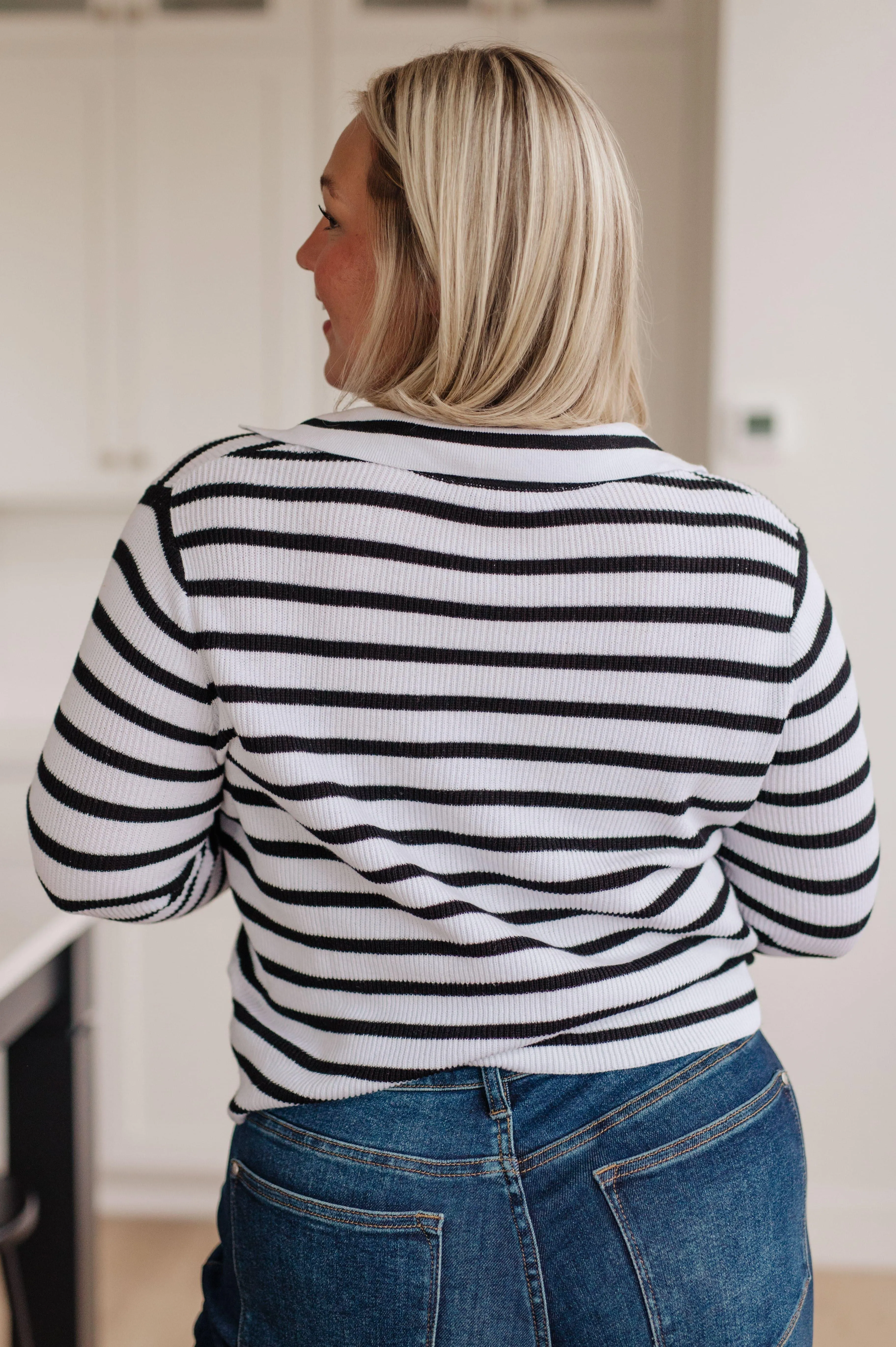 Striped V-Neck Sweater for Self Improvement