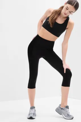 Stylish Power Capri Leggings  Black Fit