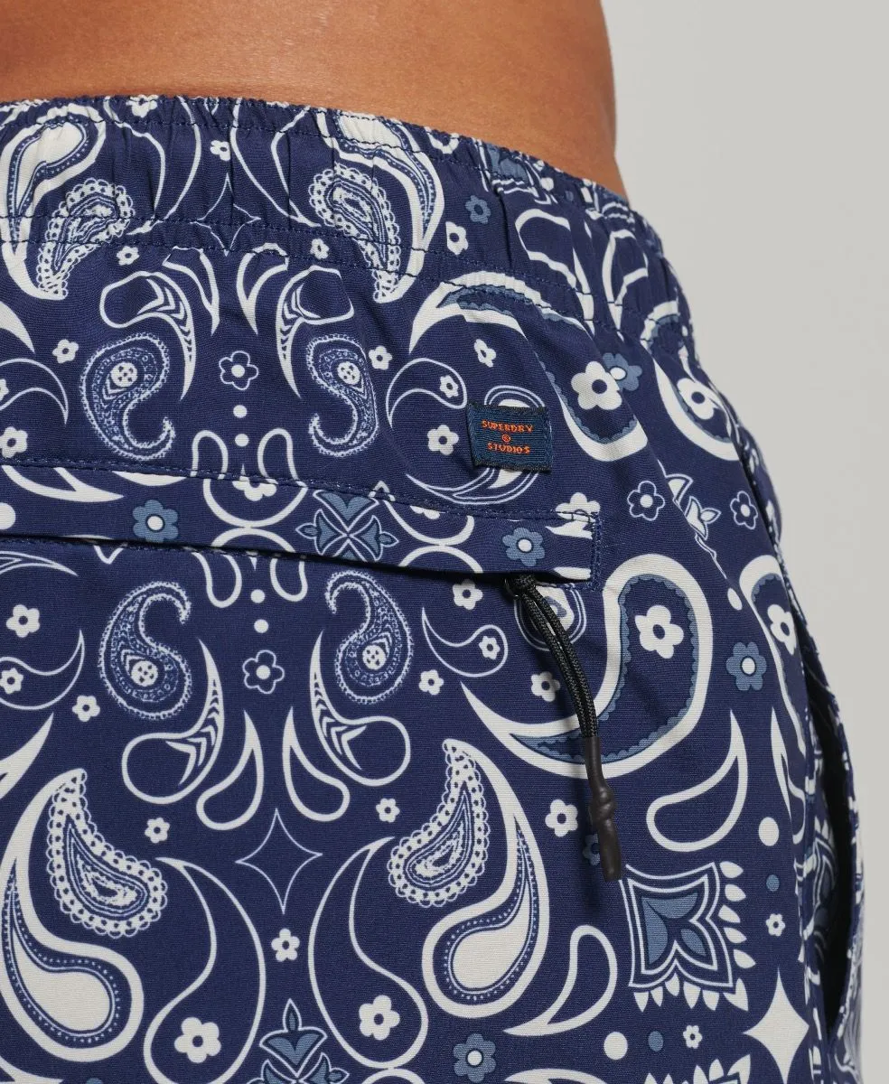 Mirrored Navy Print Summer Swim Shorts for Men by Superdry