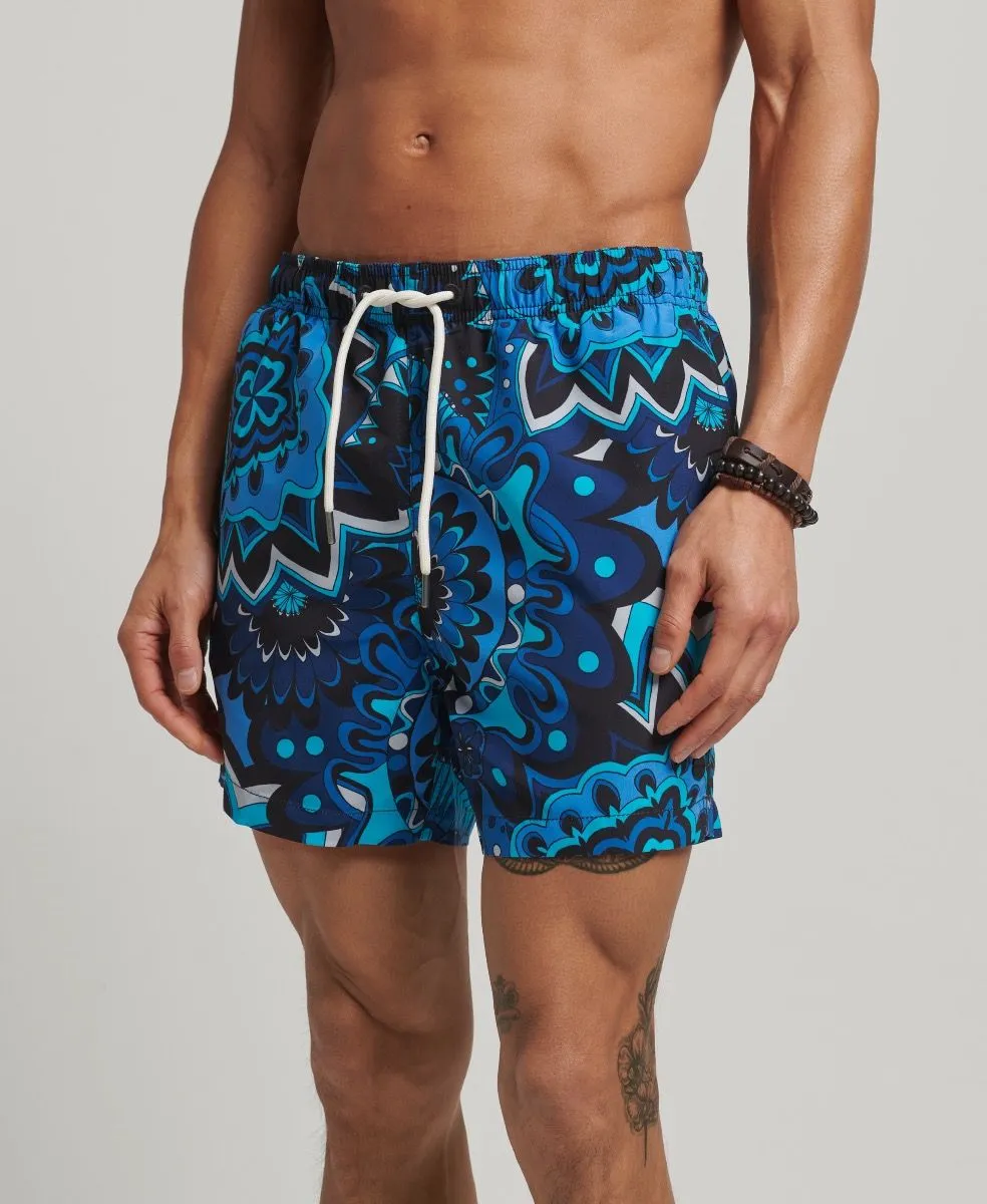 Psychedelic Blue Print Summer Swim Shorts for Men by Superdry