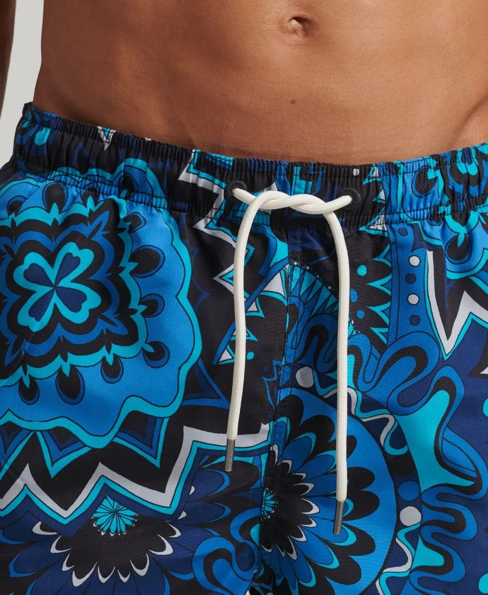 Psychedelic Blue Print Summer Swim Shorts for Men by Superdry