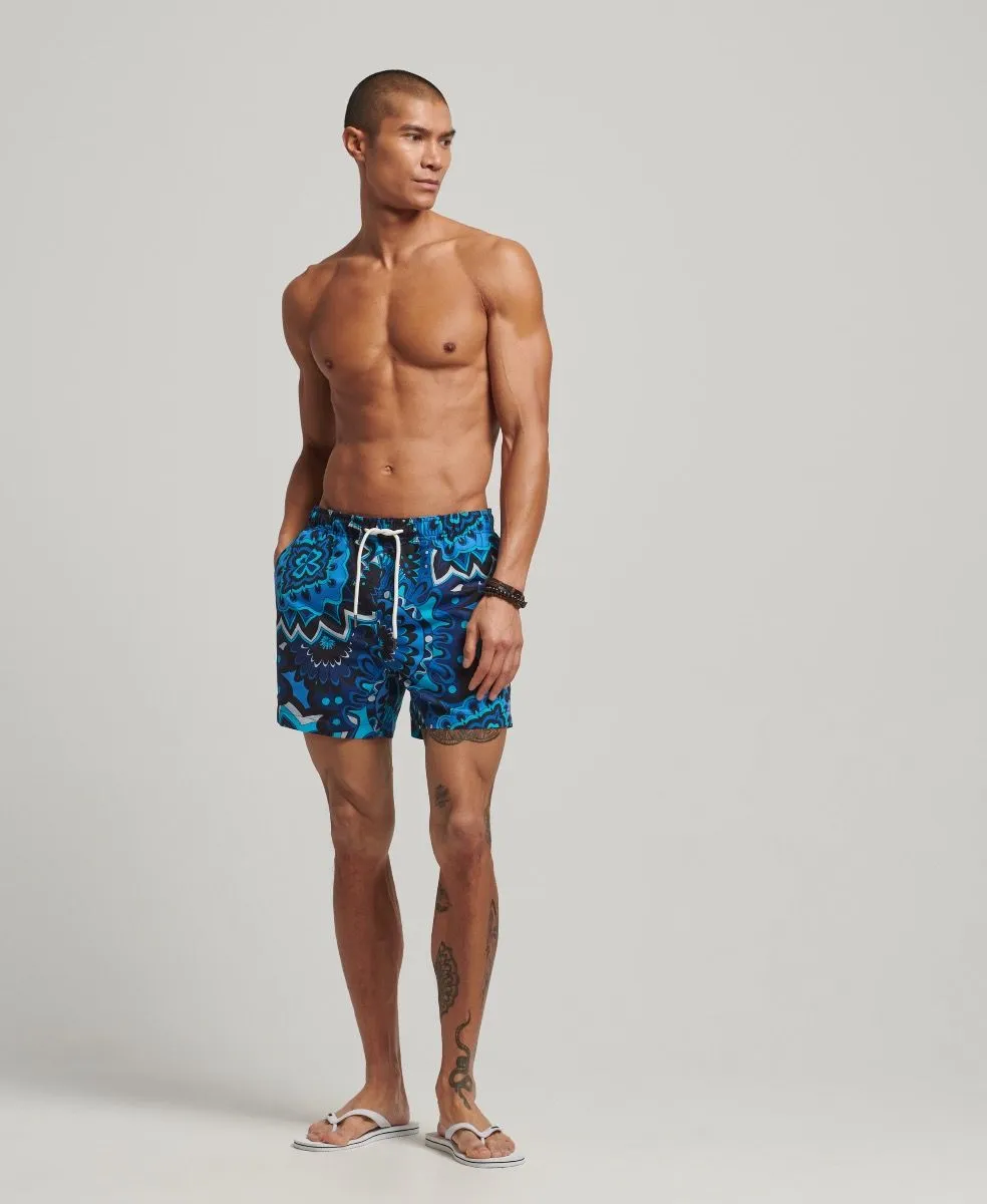 Psychedelic Blue Print Summer Swim Shorts for Men by Superdry