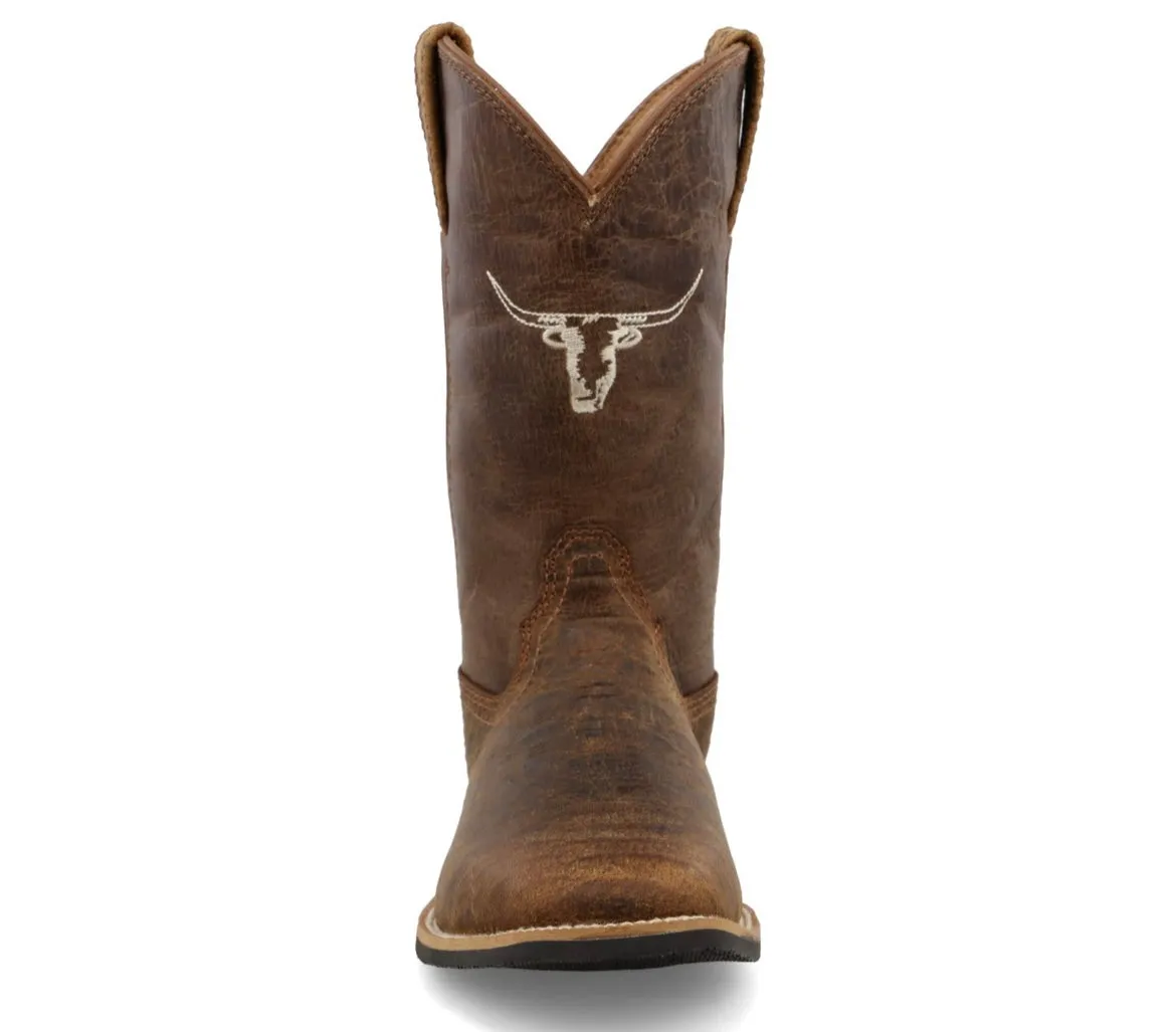 Tan and Chocolate Twisted X Kid's Tophand Boot