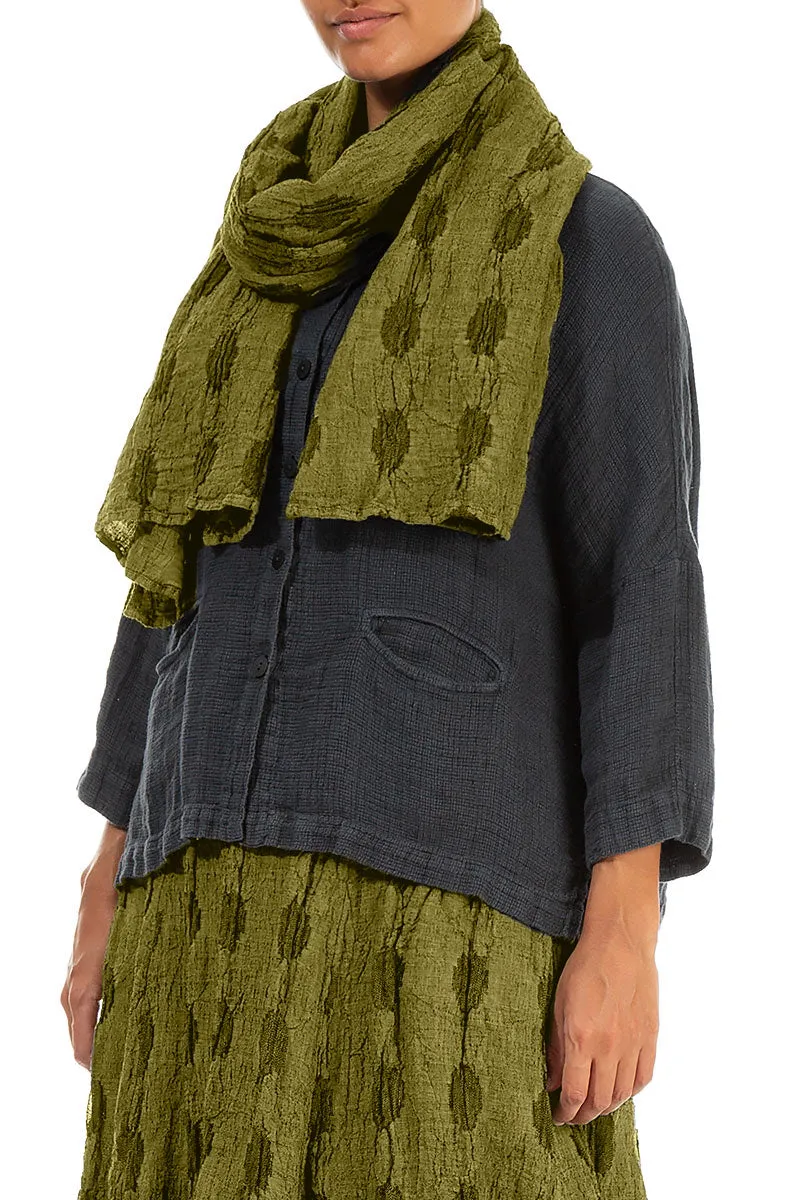 Textured Lime Green Bubble Linen Scarf