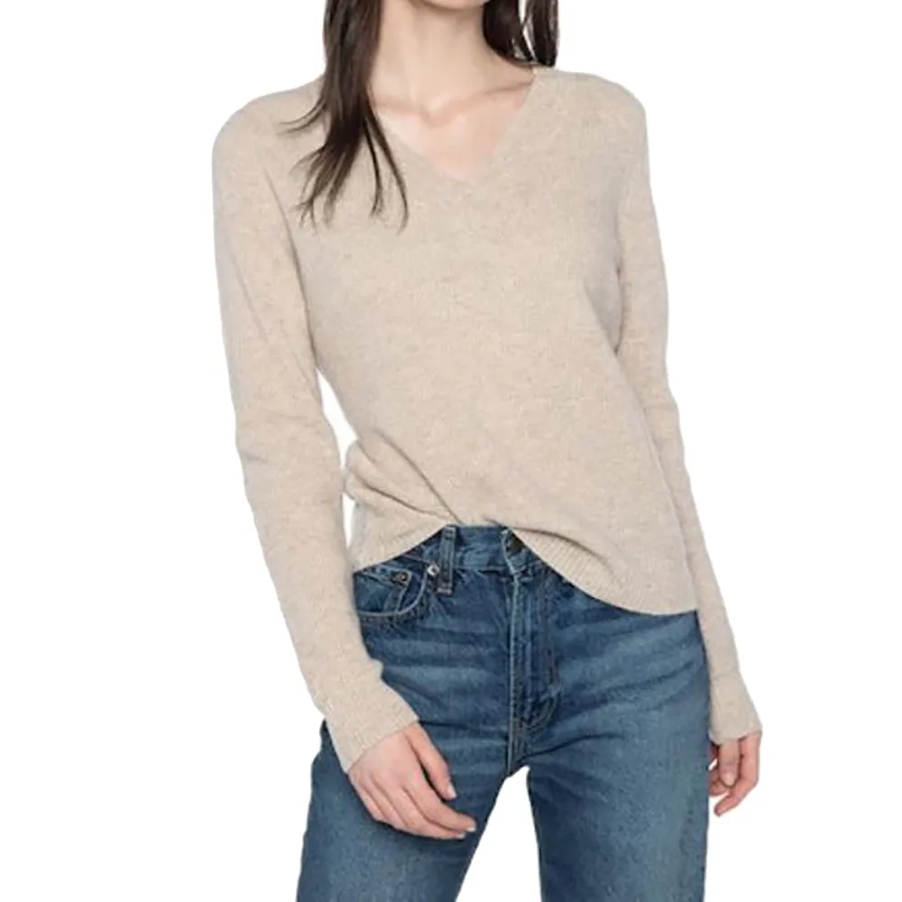 Thermal Piped V-Neck Sweater - Cozy Knitwear for Women